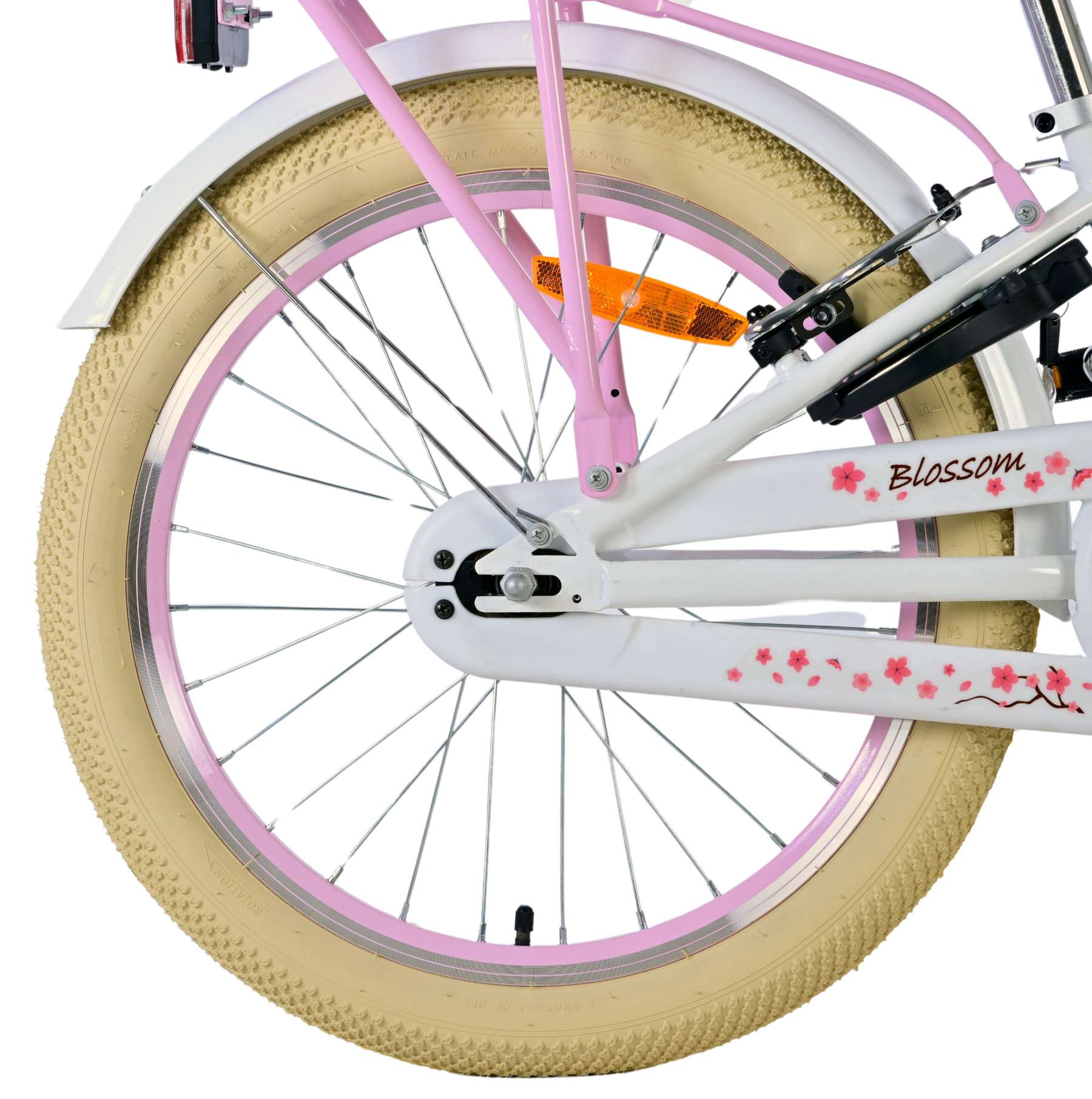 Volare Blossom Kinderfahrrad – Mädchen – 20 Zoll – Weiß – Zwei Handbremsen