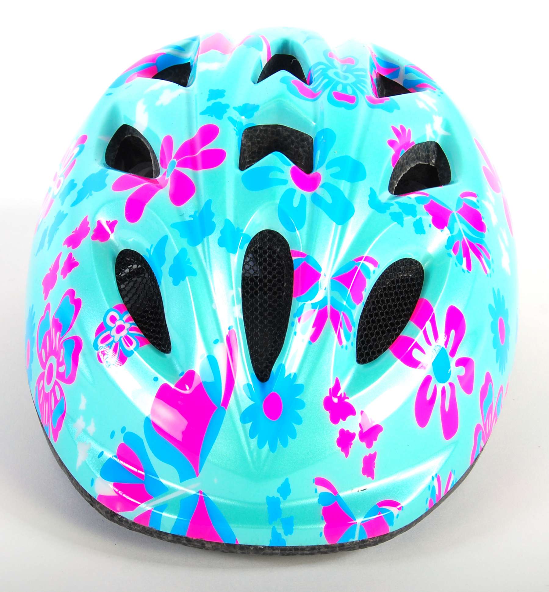 Volare kinder fietshelm - xs - blauw roze bloemetjes - 47-51 cm - extra klein model