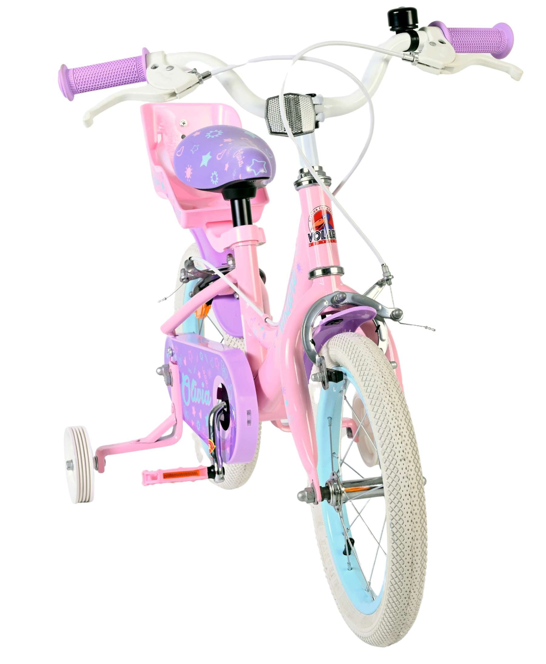 Volare olivia kinderfiets - meisjes - 14 inch - roze - twee handremmen