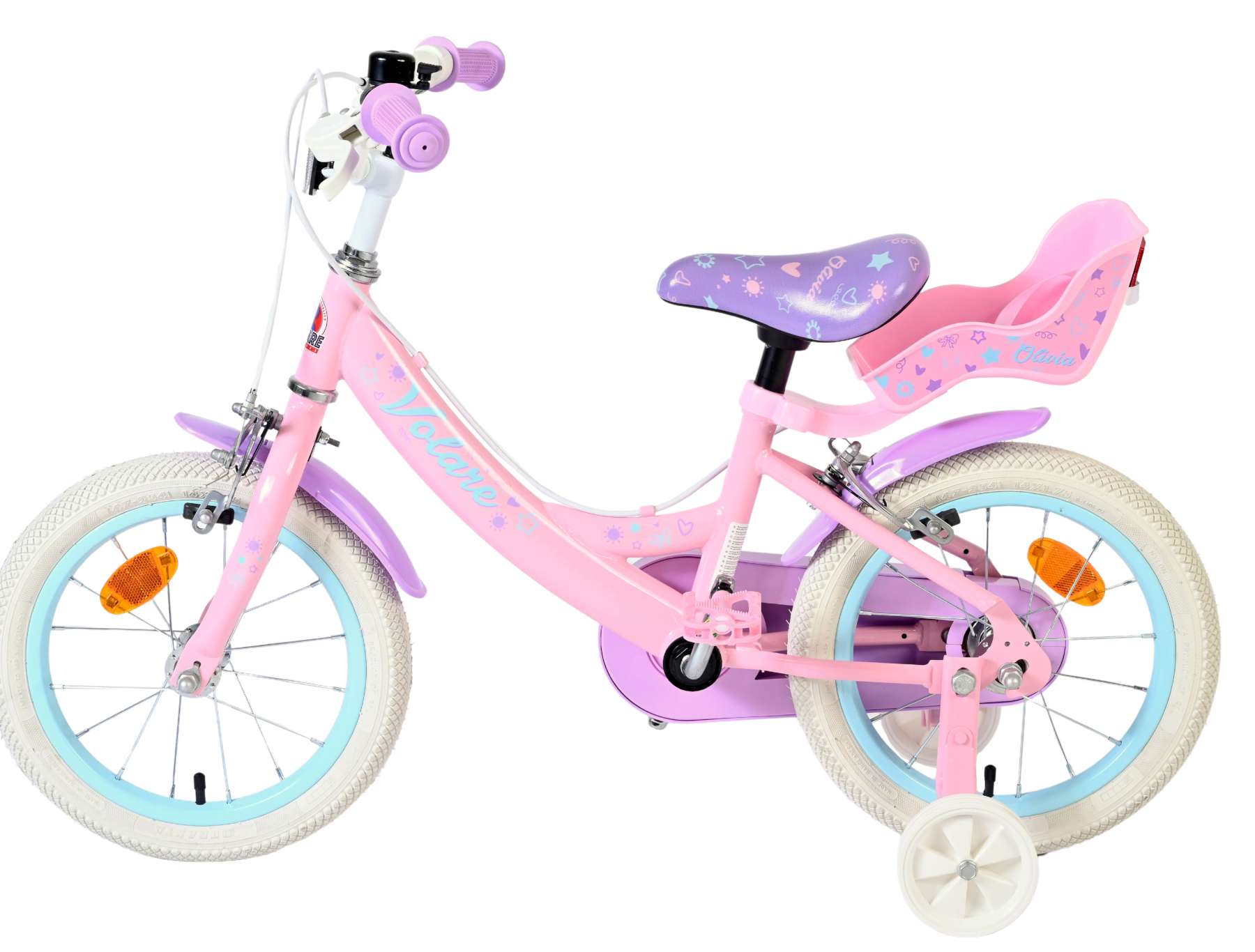 Volare olivia kinderfiets - meisjes - 14 inch - roze - twee handremmen