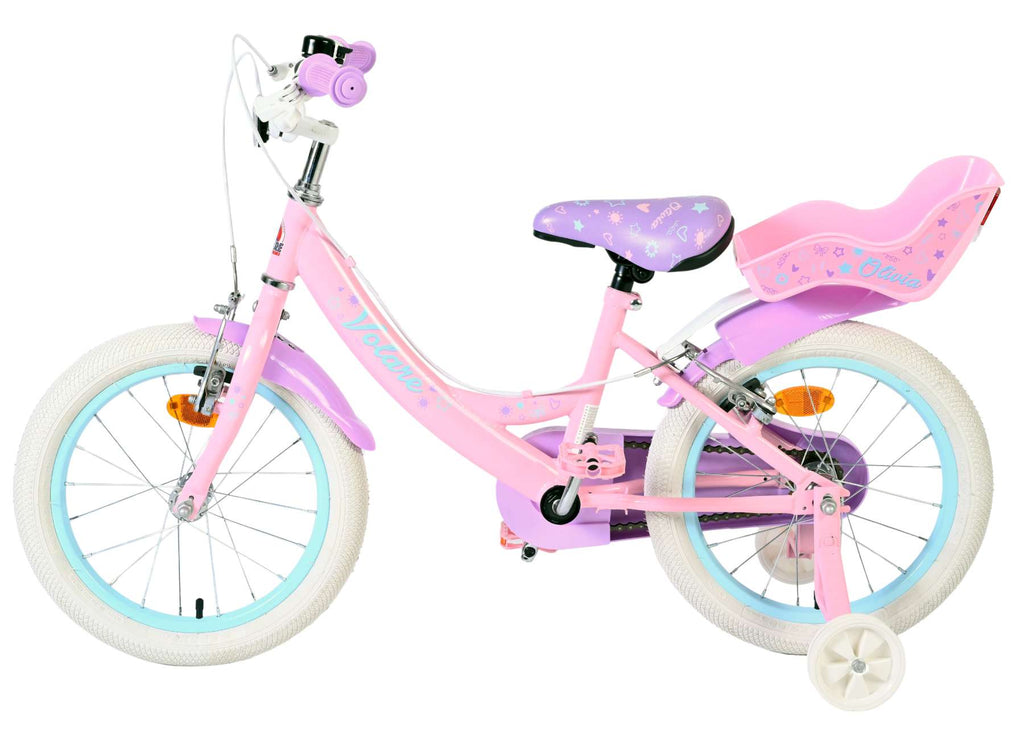Volare Olivia Kinderfahrrad - Mädchen - 16 Zoll - Rosa - Zwei Handbremsen