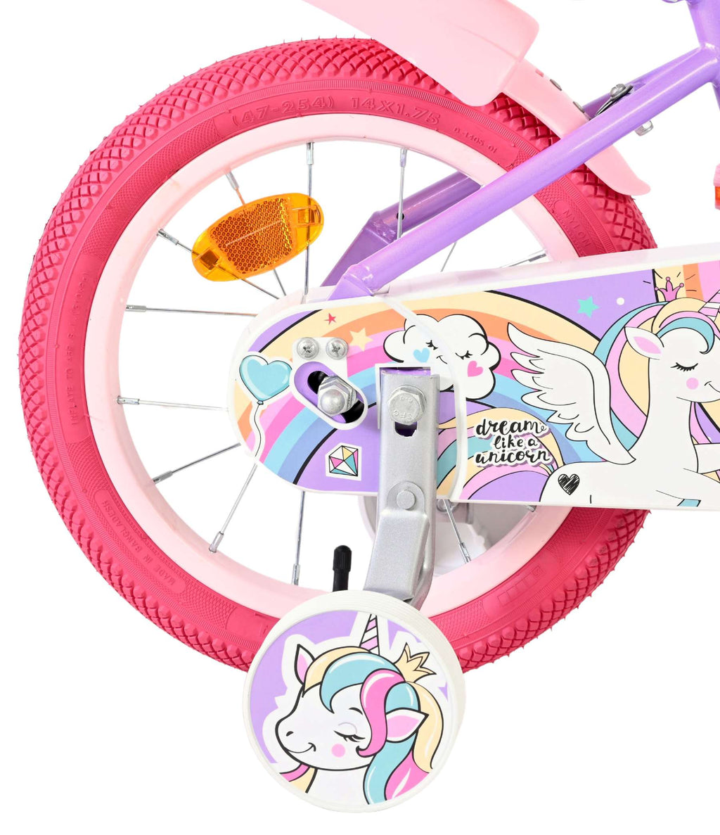 Volare unicorn kinderfiets - meisjes - 14 inch - paars