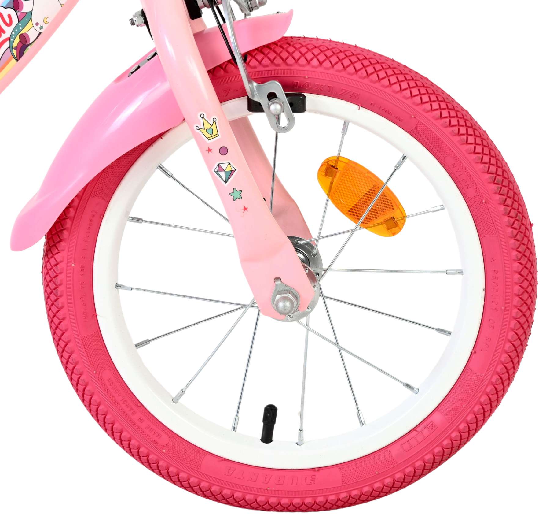 Volare unicorn kinderfiets - meisjes - 14 inch - roze - twee handremmen