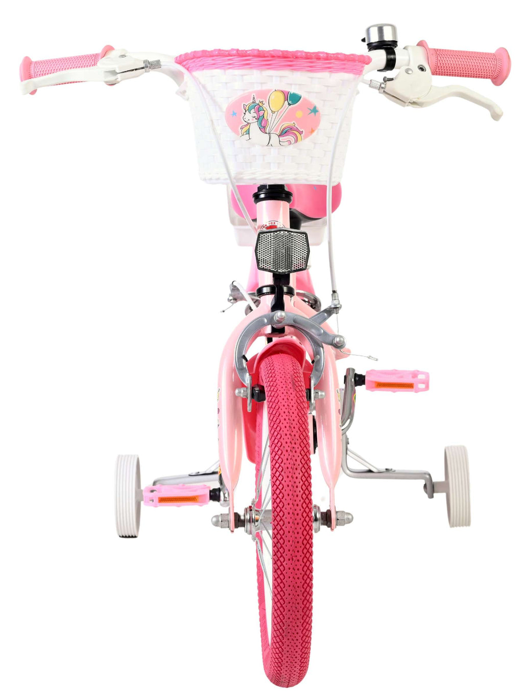 Volare unicorn kinderfiets - meisjes - 14 inch - roze - twee handremmen