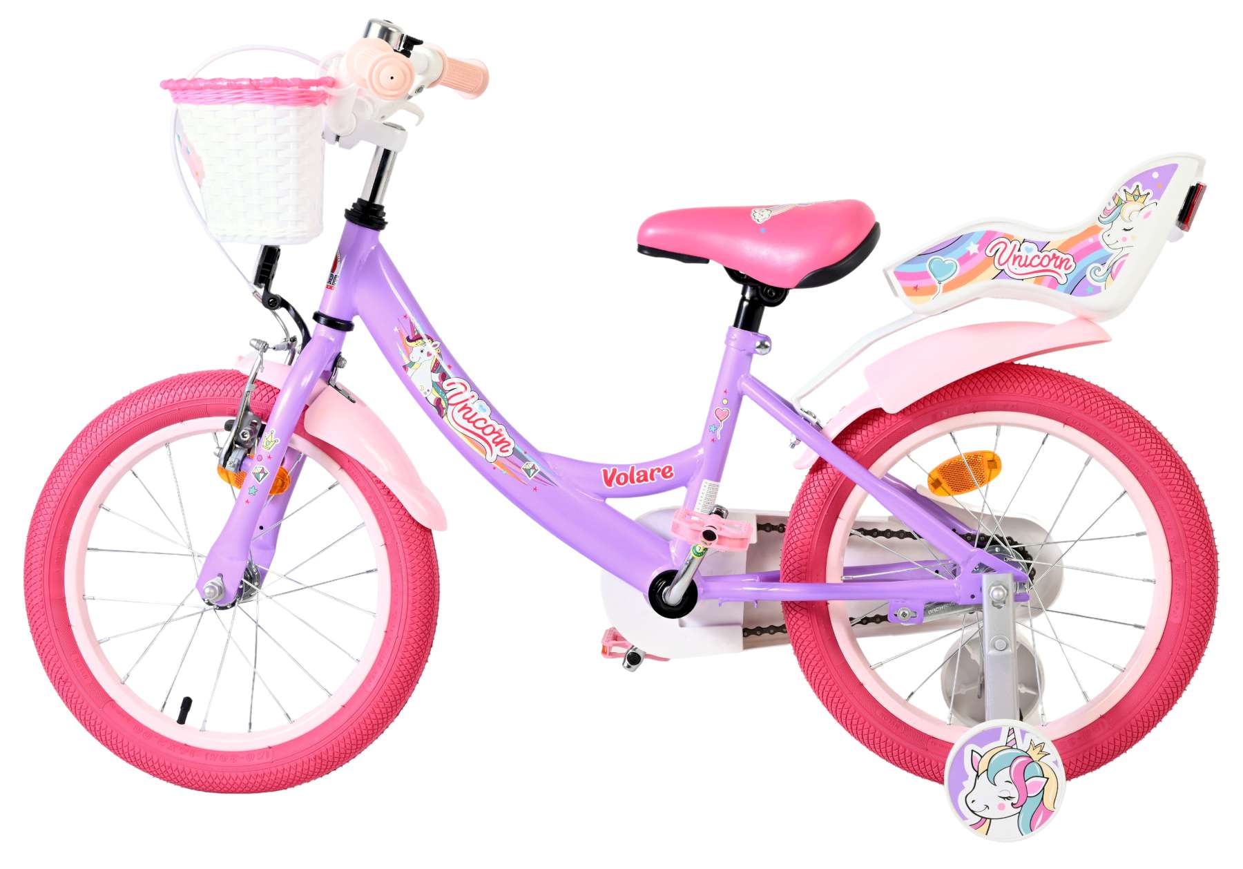 Volare Unicorn Kinderfahrrad – Mädchen – 16 Zoll – Lila