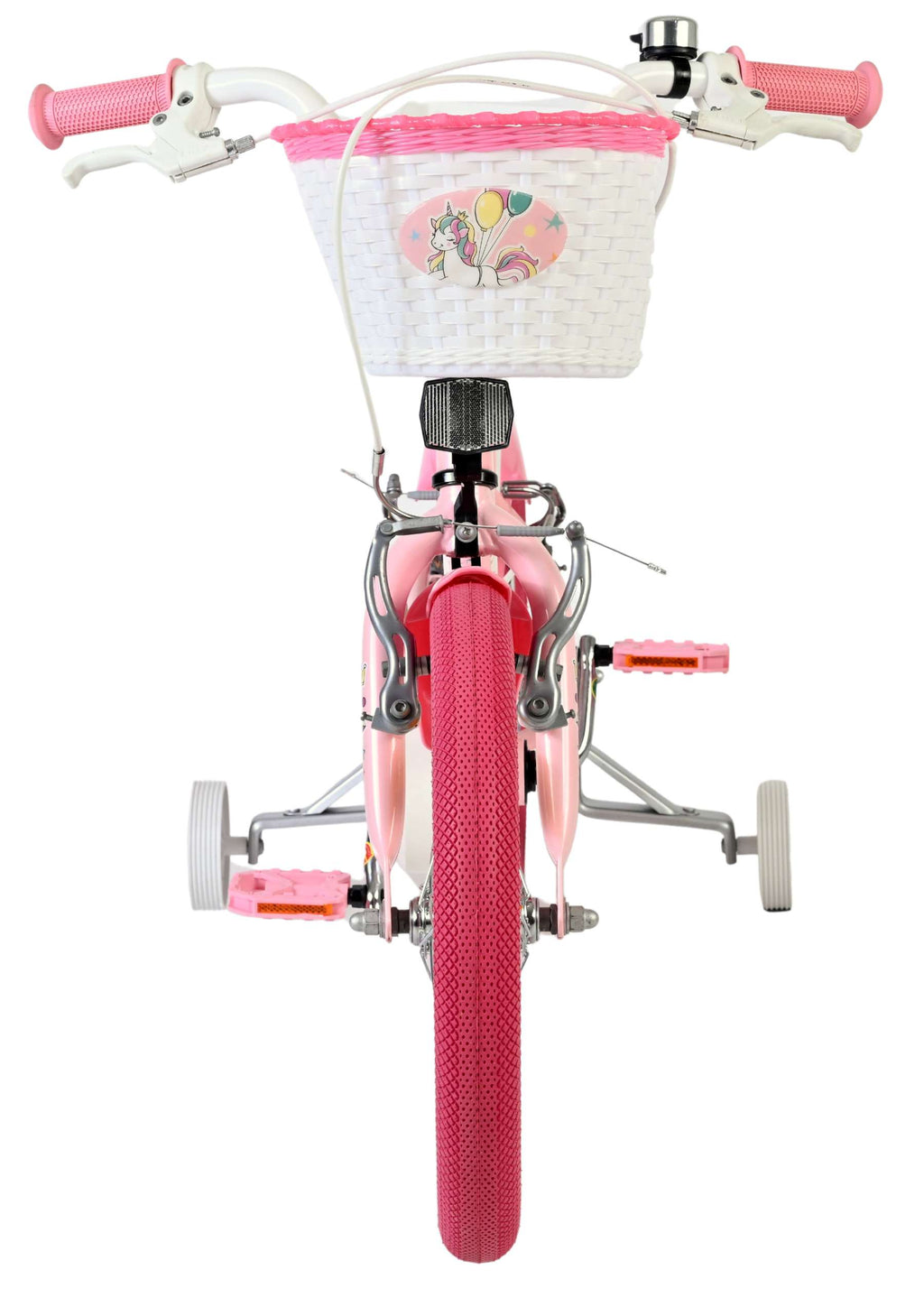 Volare Unicorn Kinderfahrrad - Mädchen - 16 Zoll - Rosa - Zwei Handbremsen
