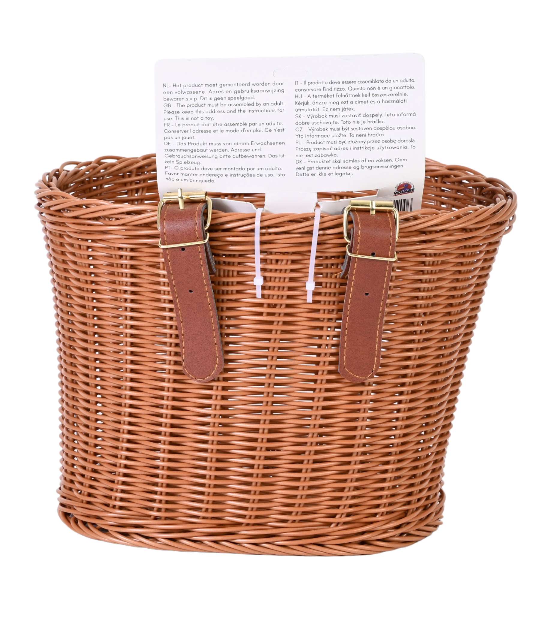 Volare rieten mandje middel met riempjes voor 16-20 inch