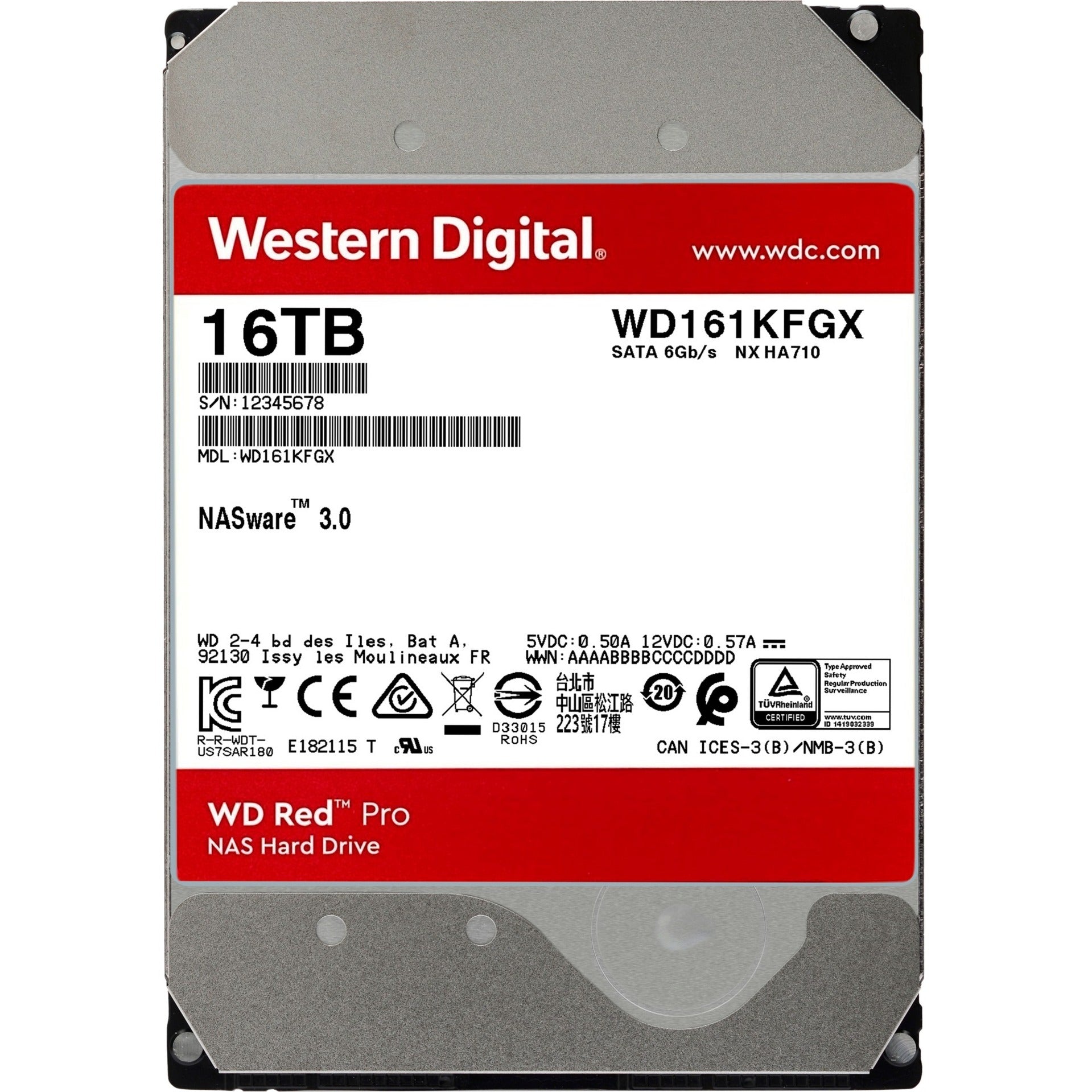 Wd red pro, 16 tb harde schijf (161kfgx, sata 600, 24 7, af)