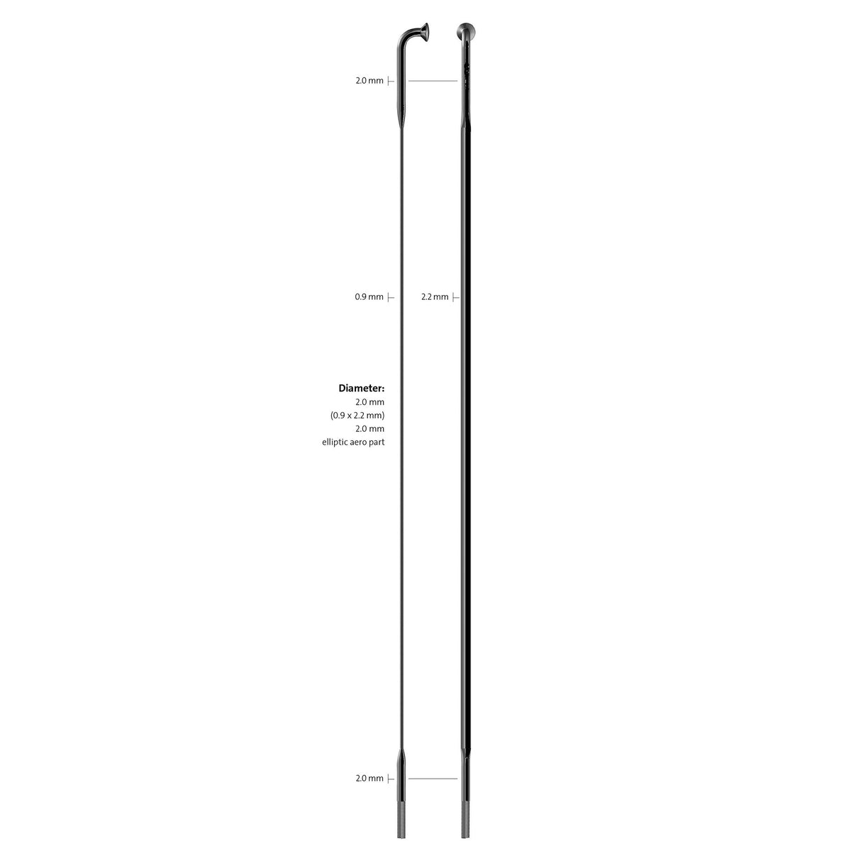 Sapim Speichen 14-224 CX-Ray matt schwarz mit Nippel (20 Stück)