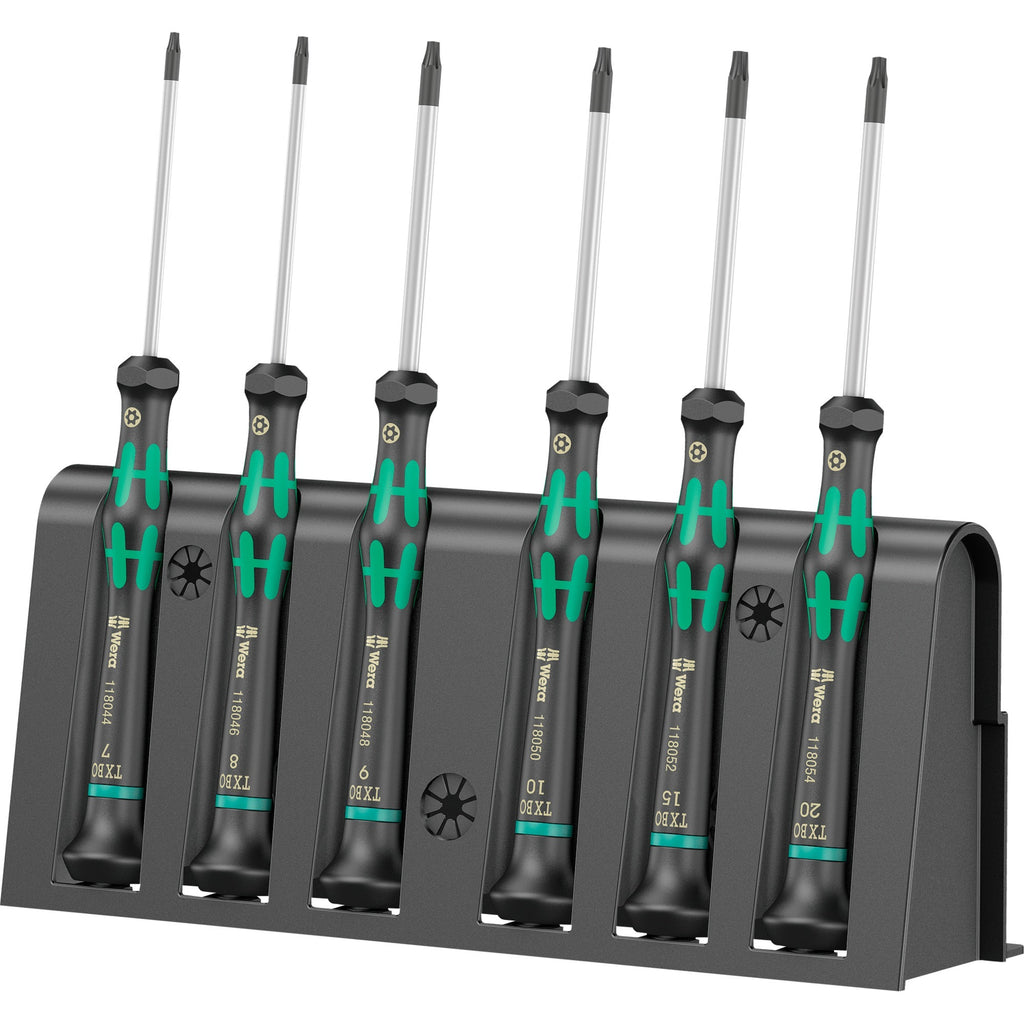 Wera 2067 6 elektronica torx bo schroevendraaierset + rek (zwart groen, 6-delig)