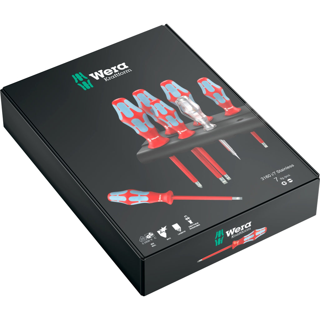 Wera 3165 i 6 schroevendraaierset, roestvrij staal + rek (rood blauw, 6-delig)