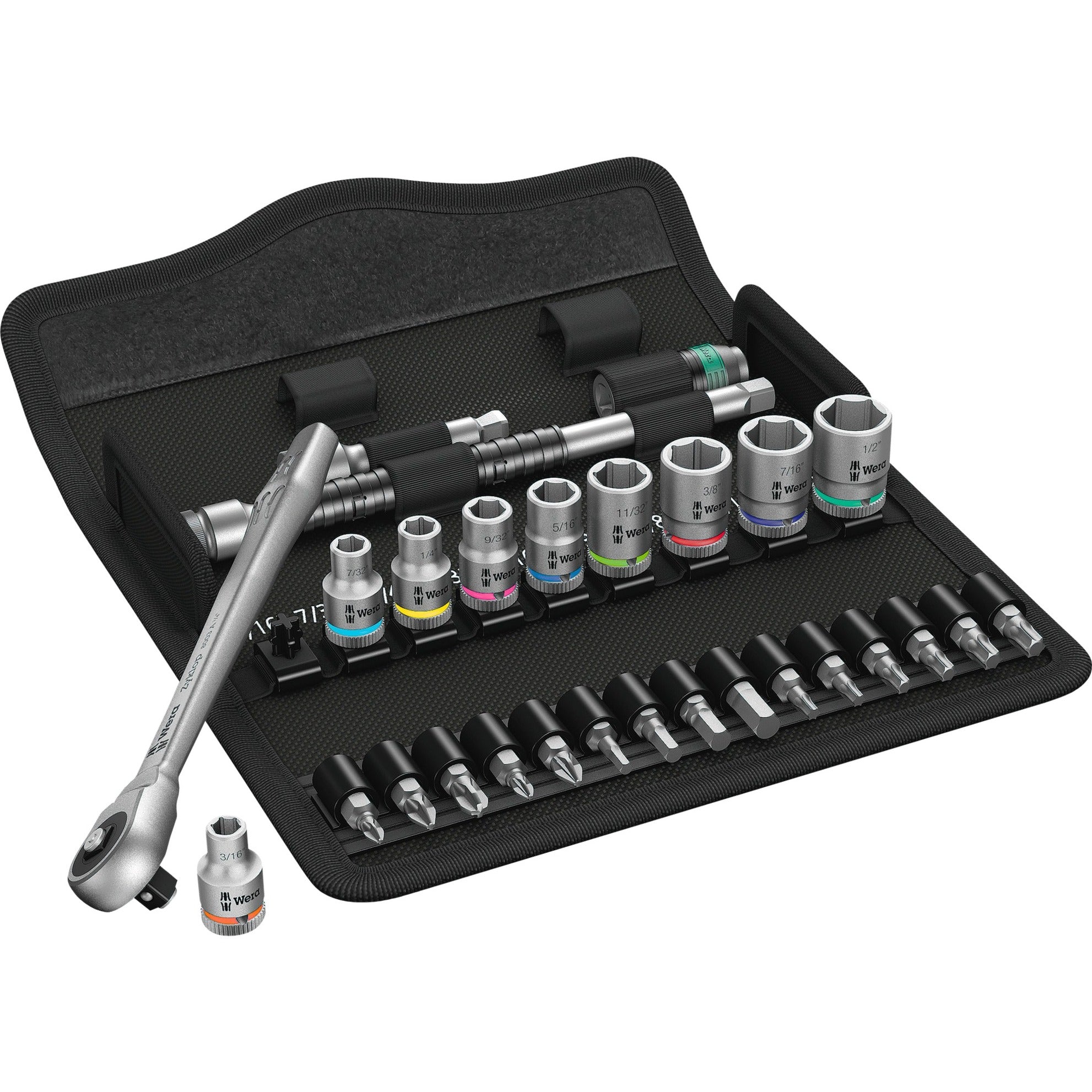 Wera 8100 sa 10 zyklop metal-ratelset doorsteekvierkant, 1 4 -aandrijving, inch , 28 -delig - 1 stuk(s) - 05004020001