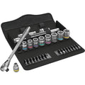 Wera 8100 sb 11 zyklop metalen ratelset, 3 8 gereedschapsset (zwart groen, 29-delig, volledig metalen ratel met vierkantaandrijving)