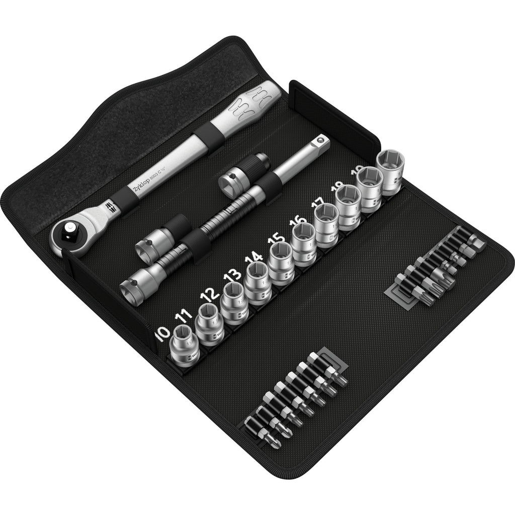Wera 8100 SC 7 Zyklop Metall Knarrenset mit Durchsteckplein