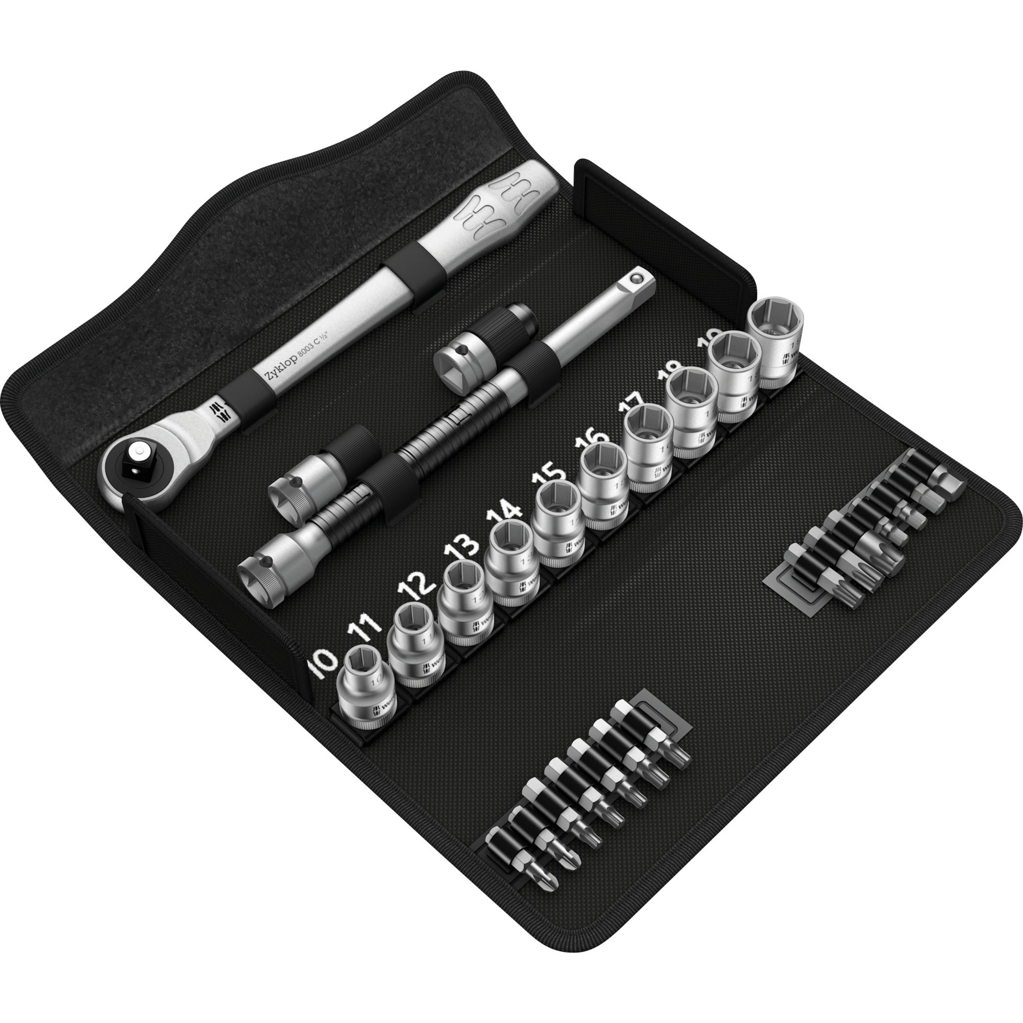 Wera 8100 SC 7 Zyklop Metall Knarrenset mit Durchsteckplein