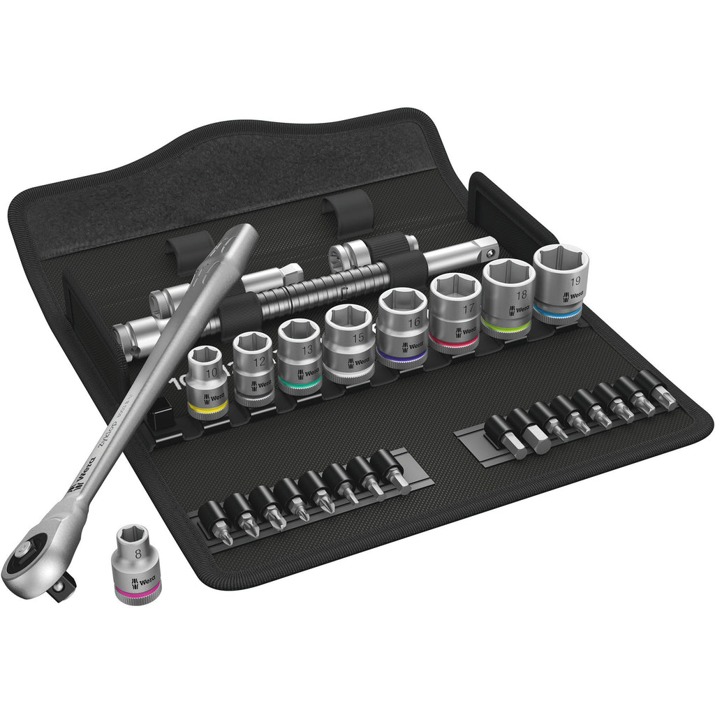 Wera zyklop metal-knarrens.8100 sb7 3 8 gereedschapsset ( 28-delig )