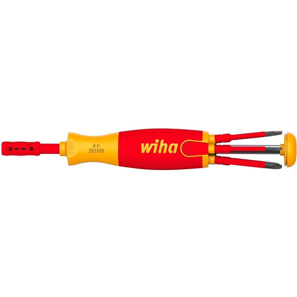 Wiha schroevendraaier met bitmagazijn liftup electric (rood geel)