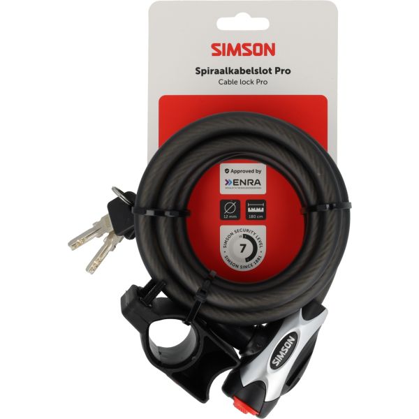 Simson spiraalkabelslot pro size xxl - 12mm x 180cm