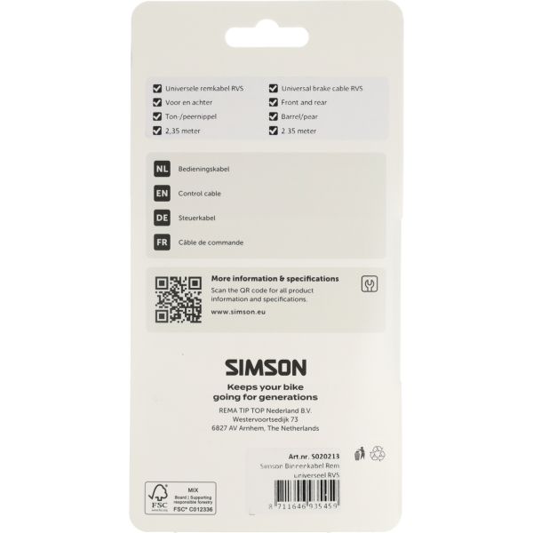 Simson Bremszug-Innenkabel universell Edelstahl