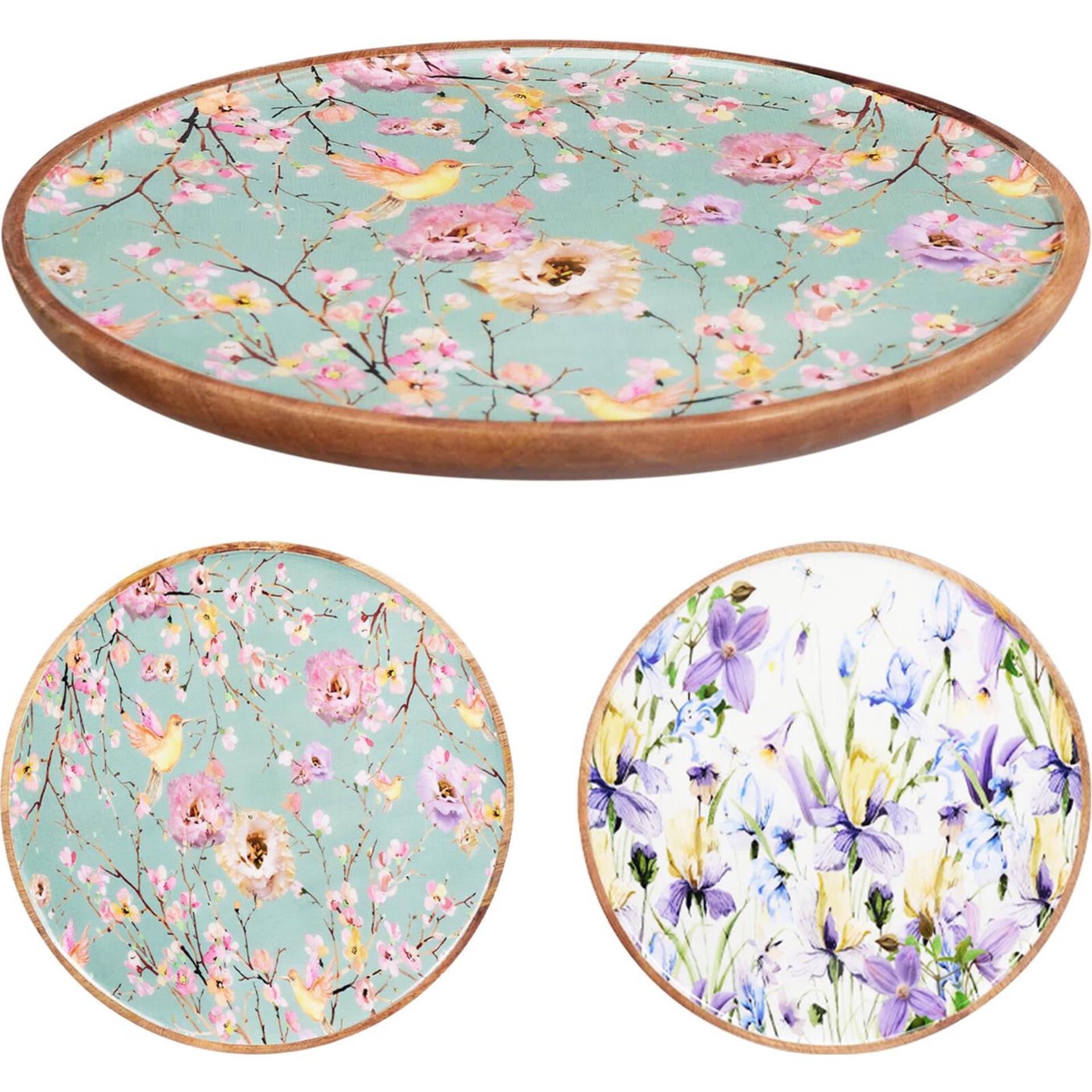 Home styling onderbord 25x25cm met bloemenprint