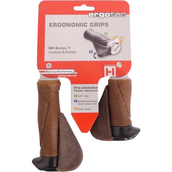 Paar Ergotec MF1 Kork-Aluminium-Griffe 130+87 mm - braun schwarz