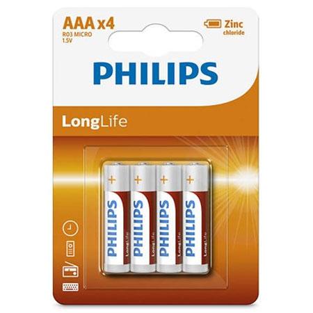 Philips R03 Longlife AAA-Batterie, 4 Stück