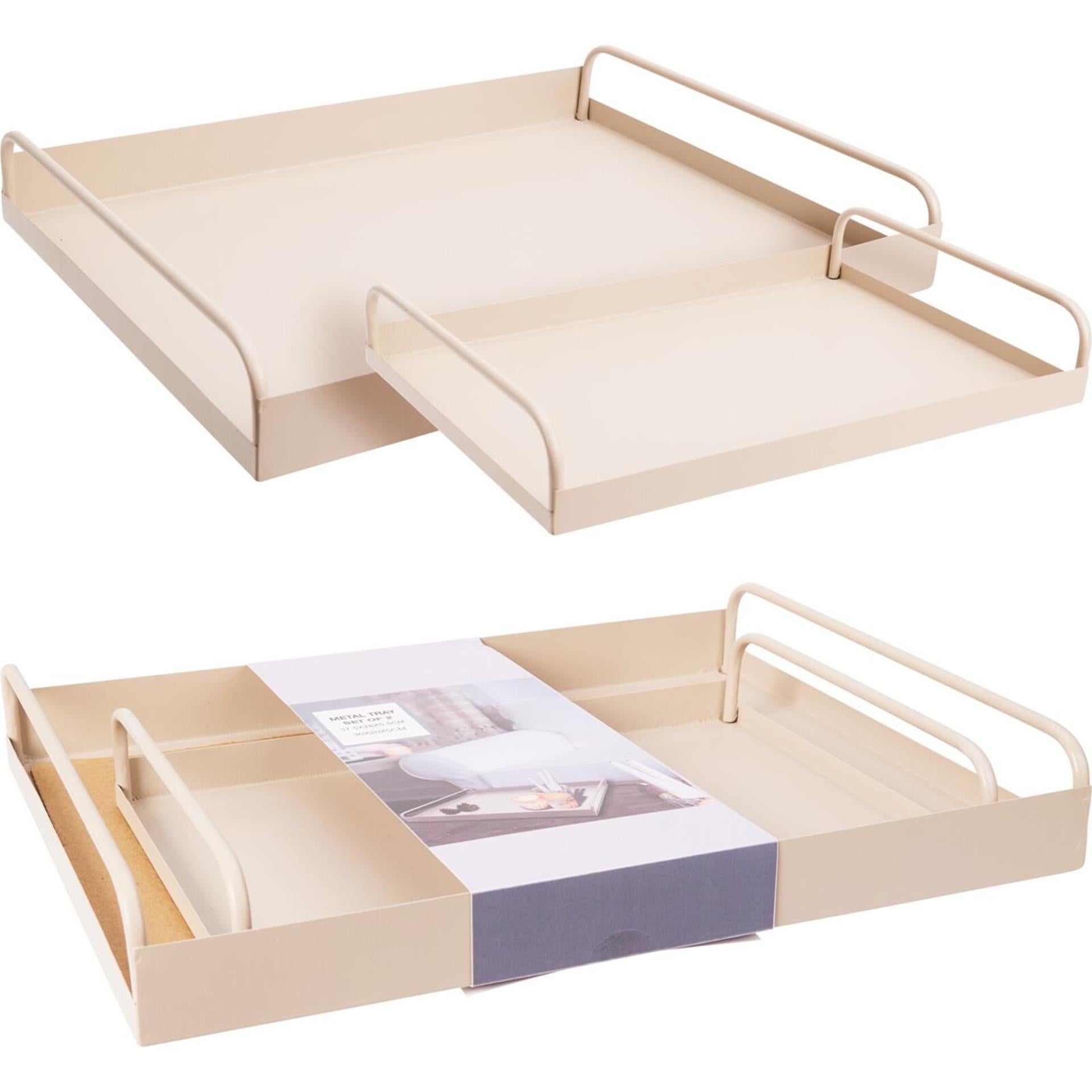 Home styling dienblad set van 2 metaal zandkleur