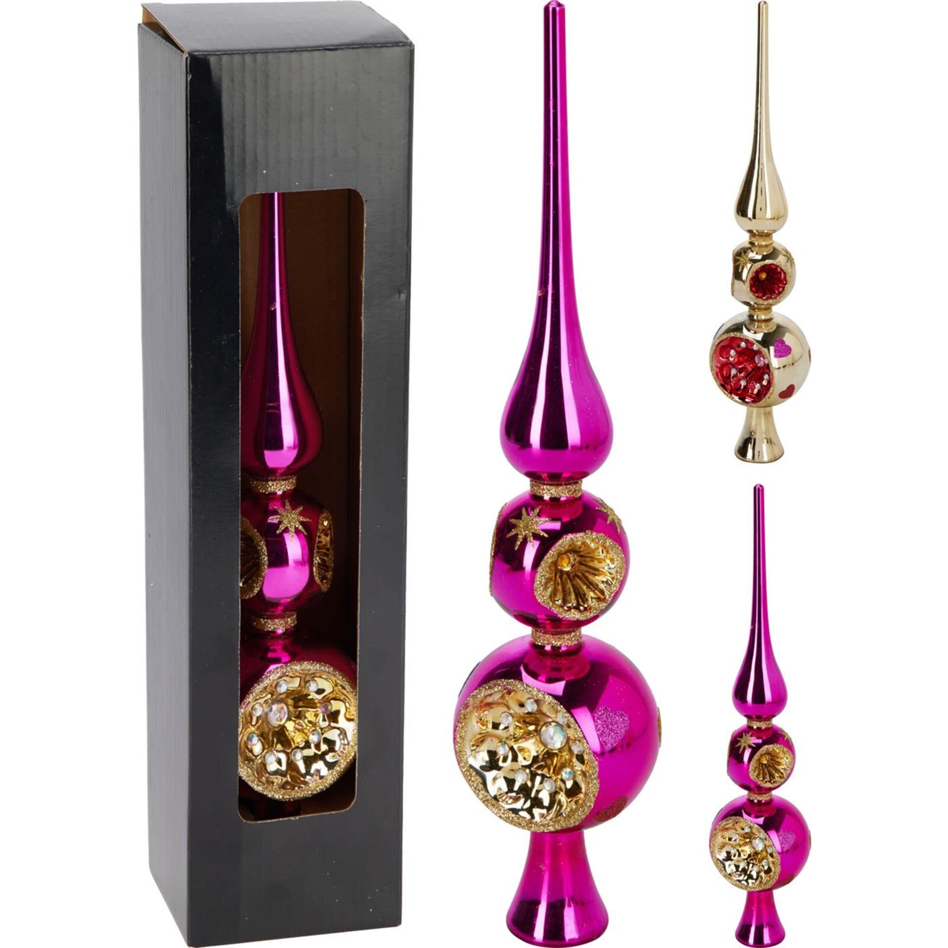 Home styling kerst piek 30cm glas 2 assorti