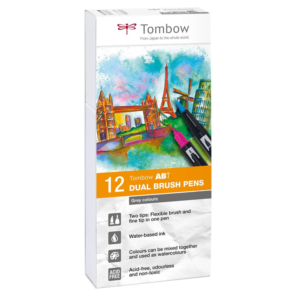 Tombow • brush pen abt dual brush pen 12x gray colors