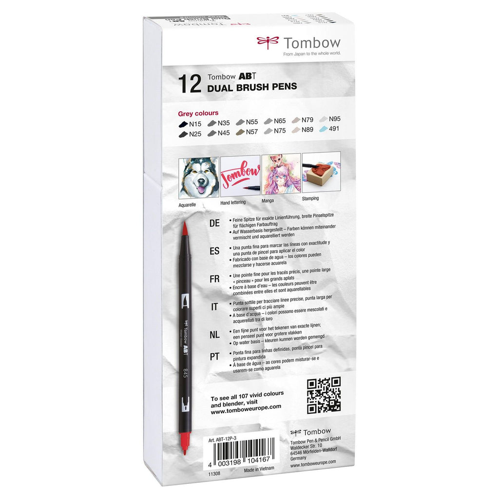 Tombow • brush pen abt dual brush pen 12x gray colors