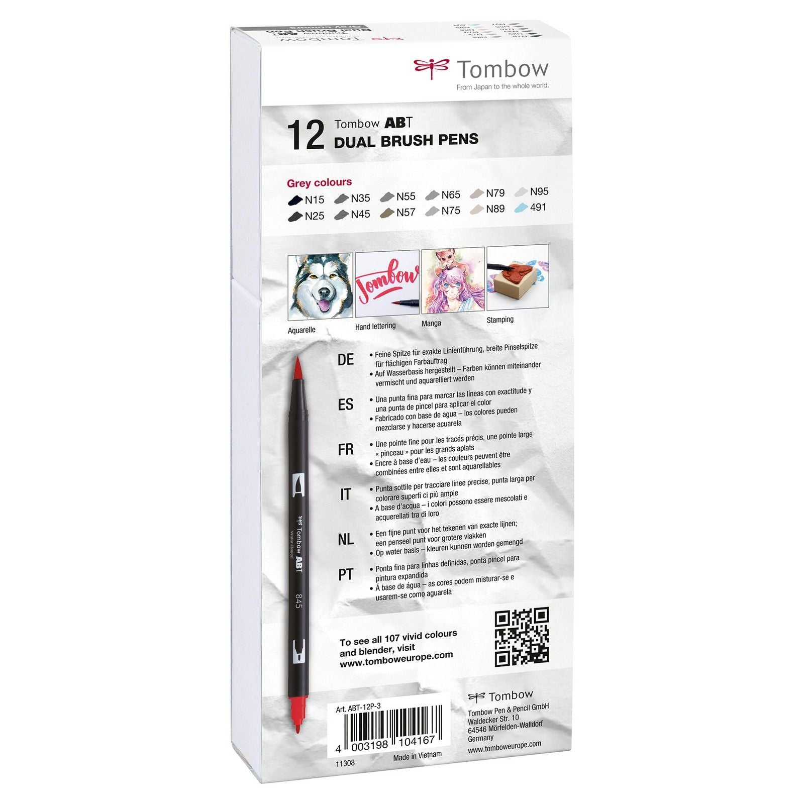 Tombow • brush pen abt dual brush pen 12x gray colors