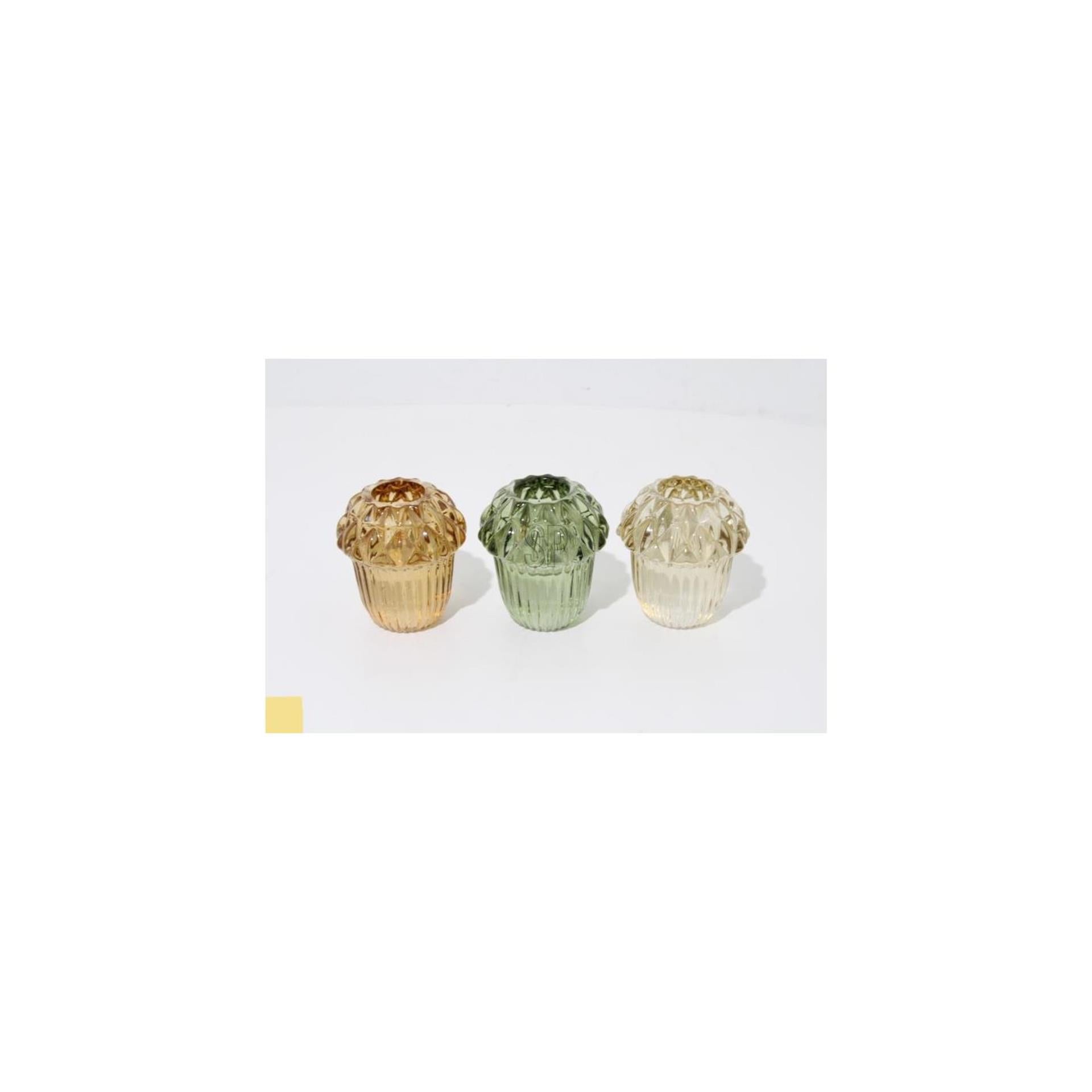 Home styling kandelaar eikel 6,4cm 3 assorti