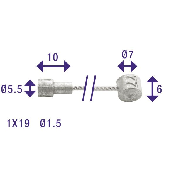 Elvedes Innenzugbremse 3,00 m Durchmesser 1,5 mm mit 2 Nippeln 7x6 mm und 5,5x10