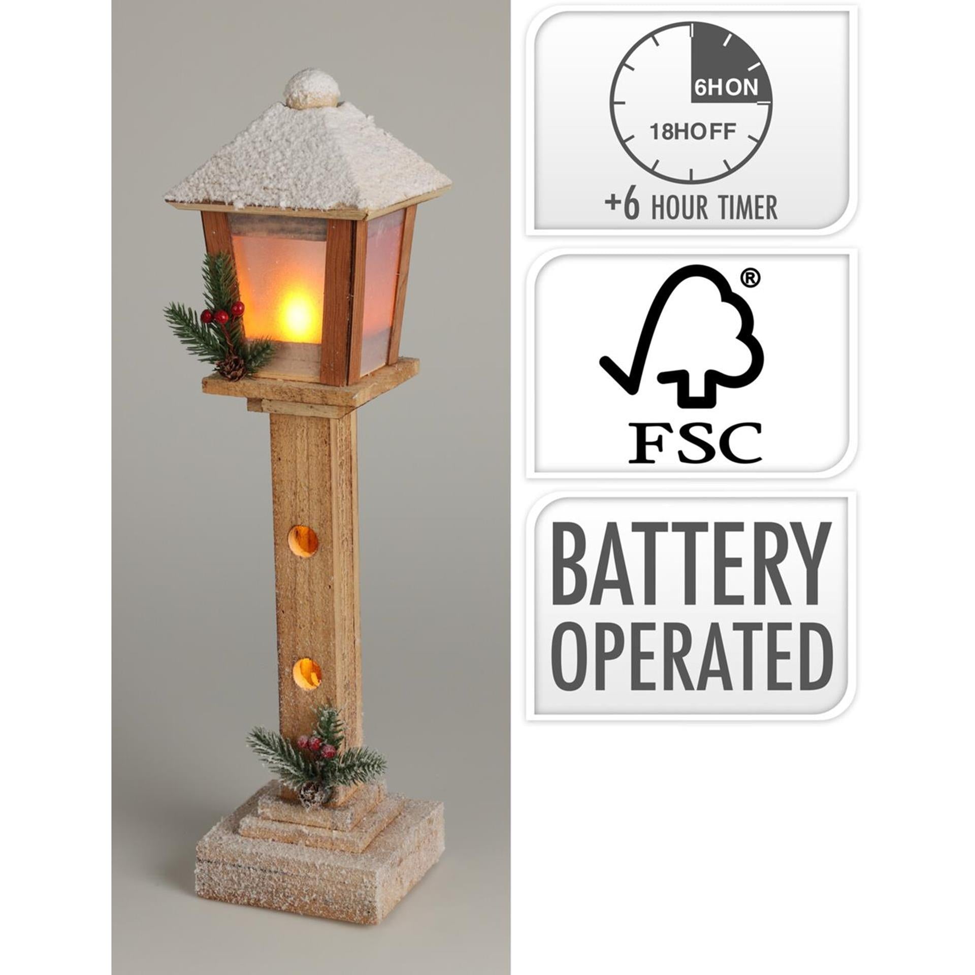 Home styling kerst lantaarn led met groen 52cm