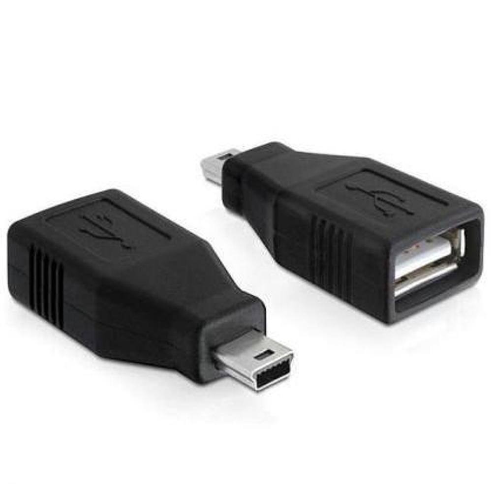 Delock usb 2.0-a female naar mini usb male adapter (zwart)