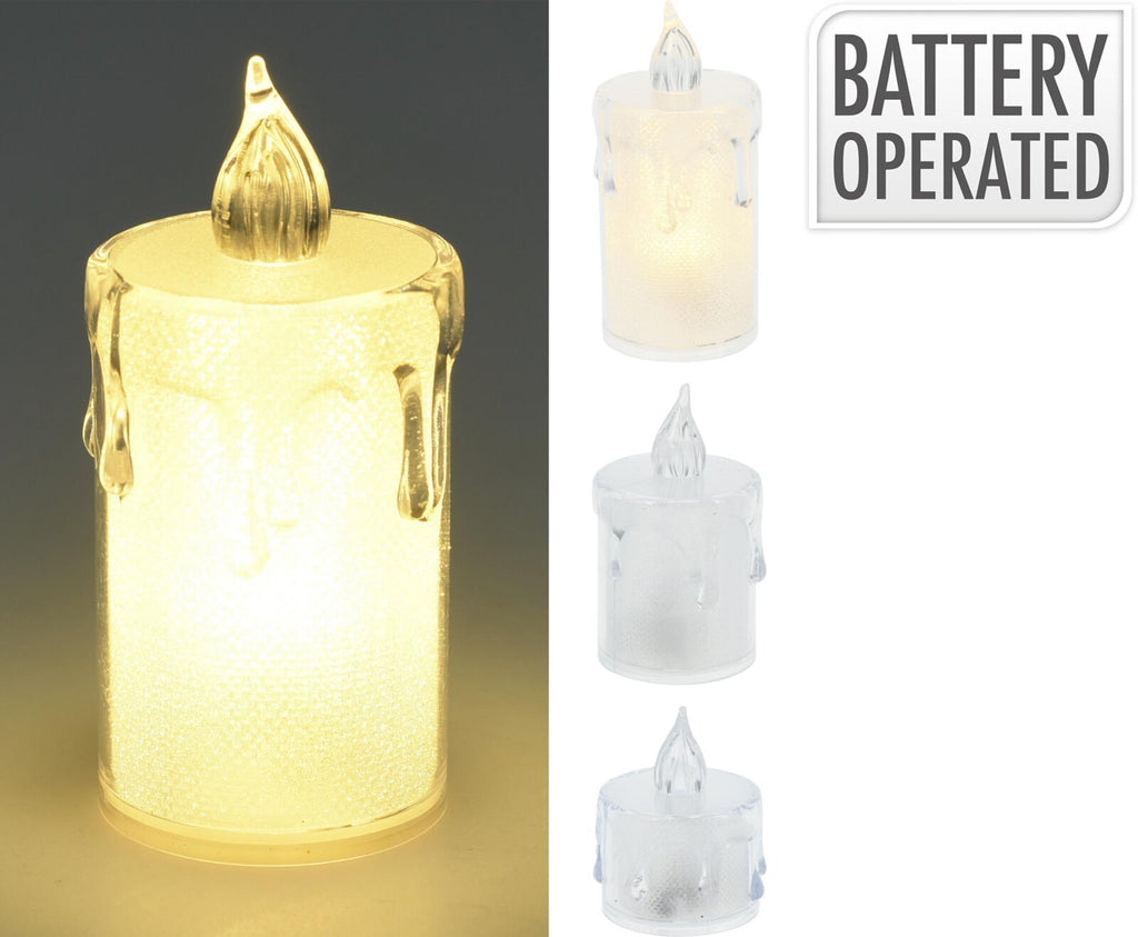 Home styling kaarsjes kunststof led op batterij set van 3 stuks