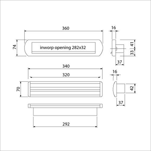 Ami briefplaat tochtklep ep 975 f1 schachtdelen deurdikte 38 42 climate comfort - 400577