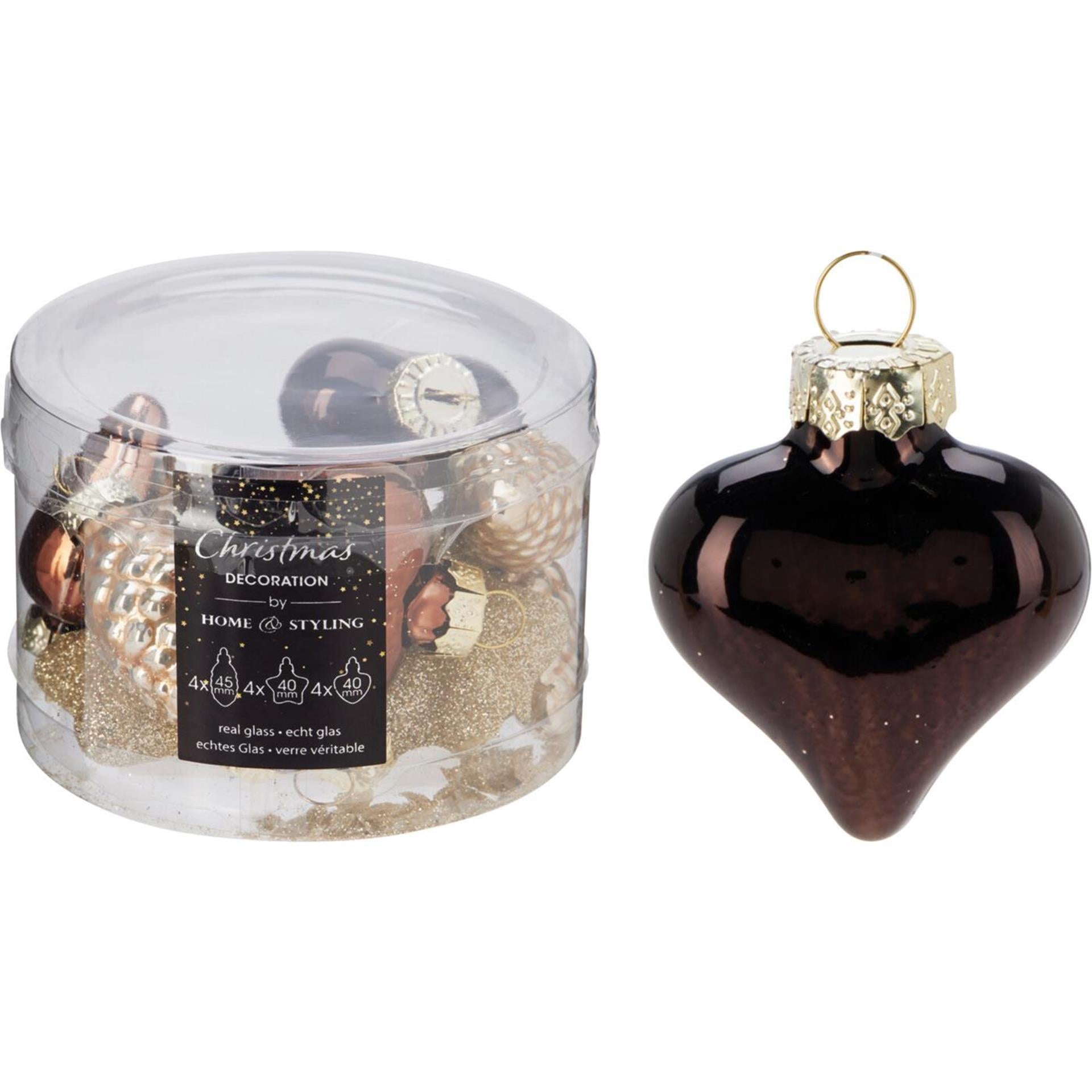 Kersthanger amber mix glas set a 12st