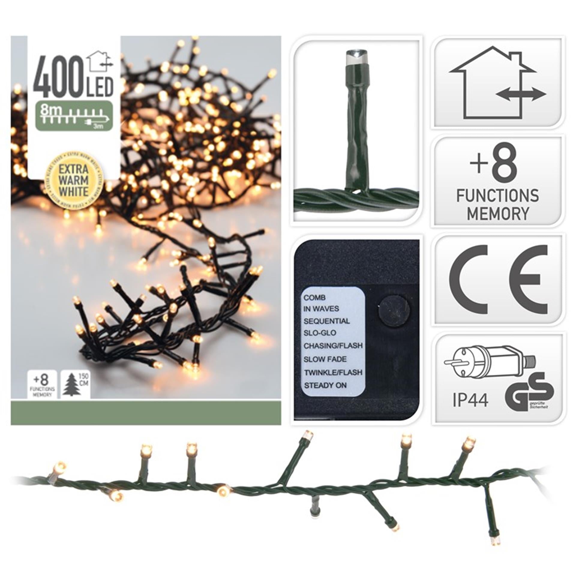 Kerstverlichting cluster 400l warm wit