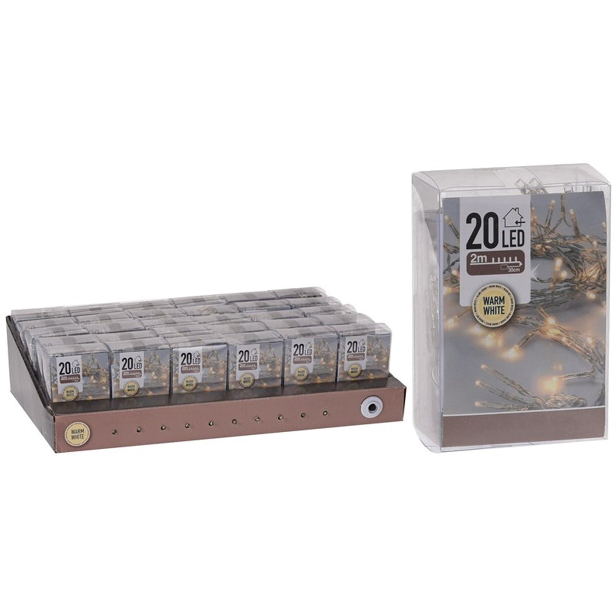 Home styling kerstverlichting led 20 lamps op batterij met timer warmwit