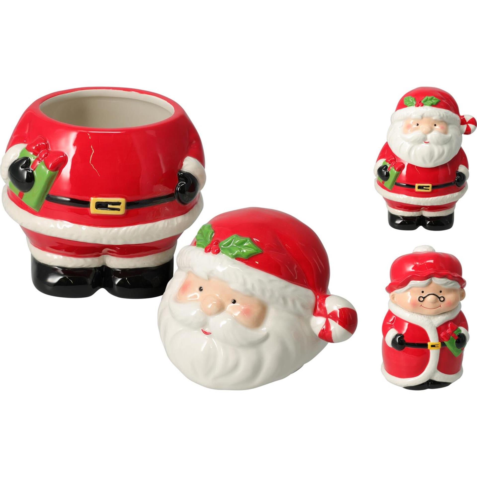 Home styling voorraadpot kerstman 21cm aardewerk