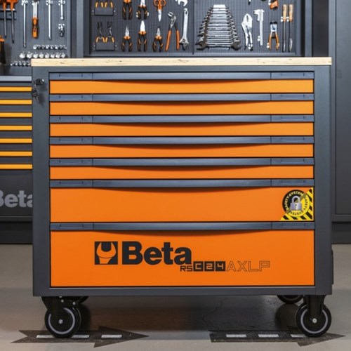 Beta rsc24axlp 7-o gereedschapswagen met 7 laden | met anti-omvalsysteem | breed model | oranje - 024004571