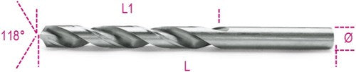 Beta spiraalboren, korte uitvoering hss volledig geslepen glimmende afwerking 412 2,00 - 004120052