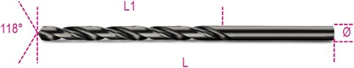 Beta spiraalboren, lange uitvoering hss volledig geslepen gebruneerd 412l 6,00 - 004120248
