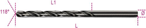 Beta spiraalboren, lange uitvoering hss volledig geslepen gebruneerd 412l 6,00 - 004120248