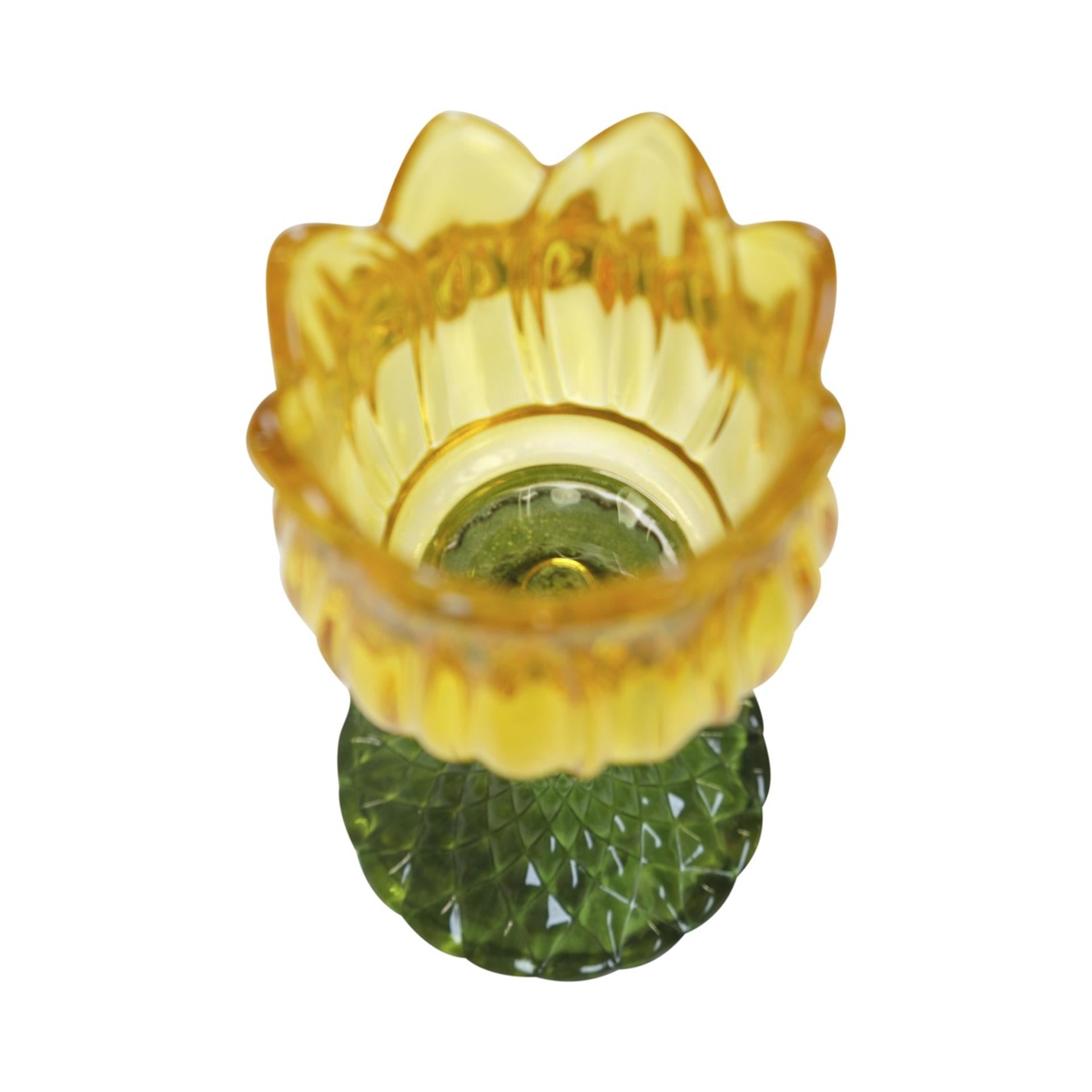 Mars more theelichthouder tulp glas geel 19cm
