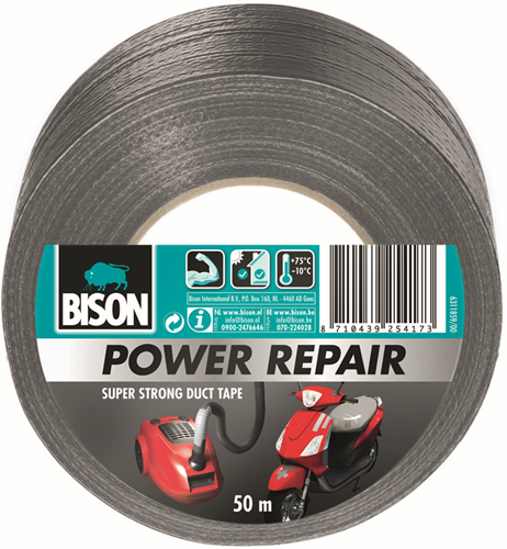 Bison power duct tape grijs 50mx4.8cm