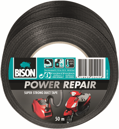 Bison power duct tape zwart 50mx4.8cm