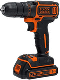 Black+decker bdcdc18b 18v 2x1.5ah schroefboor - 1 snelh | 2x 18v 1.5ah accu's + 200ma lader - bdcdc18b-qw