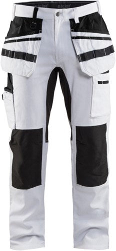 Blåkläder schilders werkbroek met stretch 19101000-1099 | wit zwart | maat c150 - 7330509622391
